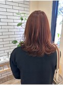 ナチュラルくびれ巻きシルエットオレンジカラー大人可愛いツヤ髪