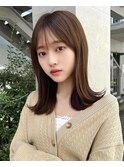 ボブ/大人かわいい/フェザーバング/透け感グレージュ