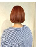 ダブルカラー・オレンジピンクカラー・切りっぱなしミニボブ