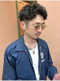 メンズパーマ　メンズカット　パーマ　波巻き　ショート　