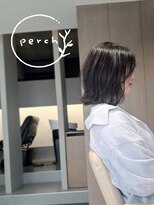 パーチ(perch) アッシュグレー×透け感ミディアムスタイル