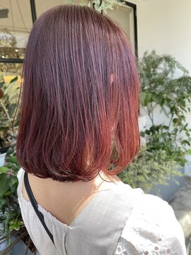 オーバルヘアー(OVAL hair) 内巻きエアリーボブ/チェリーブラウン/鎖骨ミディアム