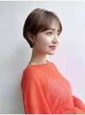 大人ショート 丸みひし形 前髪あり 丸顔面長エラ張り絶壁K1123