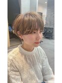 ショートボブパーマ20代30代40代イヤリングカラー大人可愛い