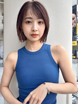 ミンクス渋谷スマートサロン(MINX shibuya smart salon) エアリーロング 美髪 ピンクブラウン 切りっぱなしボブ