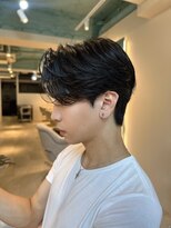 センターパート/刈り上げなし/ダウンパーマ/韓国ヘア