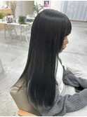 ストレートロング　ブルーグレージュ