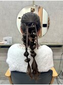 薬院　顔まわりレイヤーカット　ヘアセット　ブリーチなしカラー
