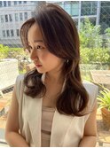大人ナチュラルレイヤーセミロング外巻きくびれヘア