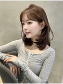 ▲レイヤーカット顔まわり前髪矯正オリーブベージュharuhi