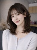 大分ミディアムボブレイヤーかるめ韓国レイヤーくびれスタイル