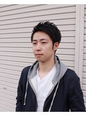 アップバングブラックスムースショート