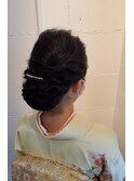 訪問着 サイド 編み込み 柔らかめ シニヨン ヘアアレンジ