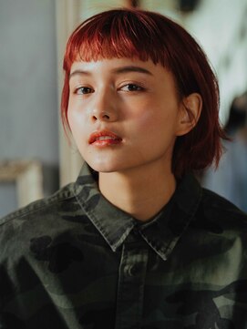 ウェル 高崎上大類店(well) ワインレッド切りっぱなしボブ[高崎/高崎駅]