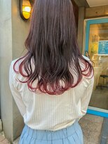 コマド(Comado)&nbsp;【秋スタイル★Check★】裾カラー×ダークピンク×柔らかロング