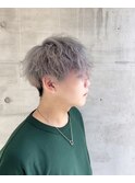 20代30代ツーブロックツイストスパイラルパーマアップバング