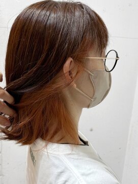 ビランチェ 池袋(bilancia) インナーカラーオレンジブラウンベージュレイヤーボブ/池袋