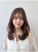 顔周りカット×レイヤーロング×透明感カラー×顔まわりレイヤー