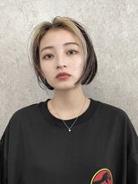 サンク 原宿 表参道(cinq) インナーカラーボブミルクティーベージュフェイスフレーミング