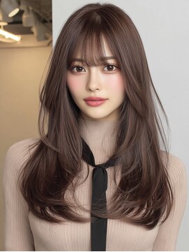 モモ(momo) ロンググレージュ韓国ヘアオリーブベージュ_m0002