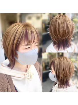 ディーリンク 南橋本店(HAIR MAKE DLINK) イエローピンクでツートーンカラー