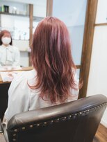 ヘアデザイン ステラ(hair design sTella)&nbsp;ワンブリーチのオンカラーで透明感たっぷりコーラルピンク