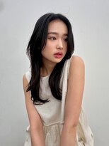 ノク 渋谷(nok)&nbsp;大人っぽ韓国ネイビーグレージュ前髪カット顔まわりレイヤー