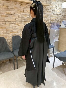 アロマ ヘアー ルーム 新宿店(AROMA hair room) 卒業式ヘアセット/ポニーテール/銀箔/金粉ラメ/リボンアレンジ