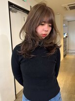 ニコフクオカヘアーメイク(NIKO Fukuoka Hair Make)&nbsp;【NIKO】ミディアムレイヤー.ブリーチなしオリーブ.ダブルカラー