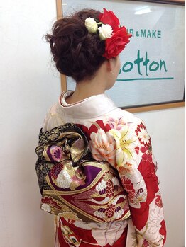 コットン(HAIR&MAKE cotton)の写真/【一之江駅徒歩5分】一之江で着付けをするなら《cotton》成人式*結婚式など特別な日を華やかに演出。