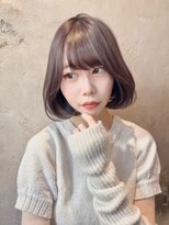 ロンド クラン 岡崎(Lond Clan)&nbsp;韓国顔周り前髪ボブ×大人ガーリーブリーチ無しグレージュ[岡崎]