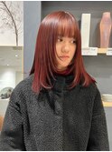 レイヤーカット チェリーレッド ボルドーカラー 顔まわり /村上