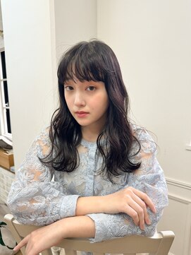 アンヘアー 元町三宮(UNHAIR) グレージュ/ゆるふわパーマ/暗髪艶カラー