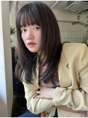 レイヤーカットセミディベージュカラー