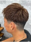 メンズ ツーブロック爽やかスパイキーショート ブラウンベージュ