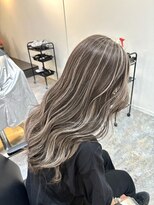 ブレンド 渋谷(BLend)&nbsp;前髪ハイライトカラーこなれミディイメチェンウェーブパーマ
