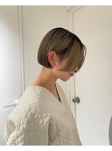 30代40代ダークアッシュ黒髪ボブウルフネビージュ小顔韓国