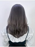美髪おくれ毛顔周りレイヤー韓国ヘアロング_ba550041