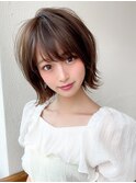 大人可愛いショートボブのナチュラルヘア
