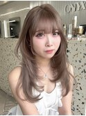 A116 韓国ヘアーレイヤーカットダブルカラーブロンドヘア