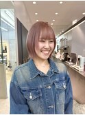 ボブ/レイヤーカット/ハイトーン/ピンクベージュ