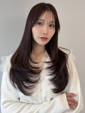 ソラ 広尾店(SORA) ロングレイヤー/顔周りカット/ピンクブラウン