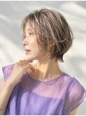 ショートボブ/大人女性/グレージュ/白髪ぼかし/脱白髪染め