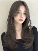 レイヤーウルフ/韓国風レイヤーカット/ミルクティーベージュ