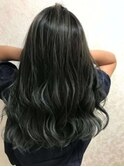 黒髪風暗髪ネイビーカラーブルーブラックロング