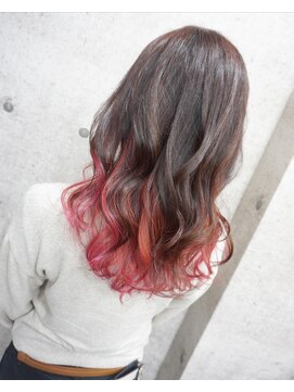 ヘアテリア リュウ 大塚(hair teria ryu) 表面ストレート矯正×インナーピンクレッド