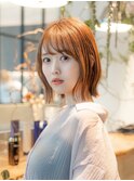 大人かわいい前髪セシルカットココアブラウンフリンジウェーブ