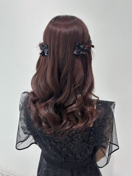 ワインレッドカラー◎ハーフツイン