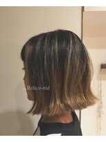 レリコ ニド(Relico-nid) 髪質改善20代30代40代大人可愛いデザインカラー×パッツンBob
