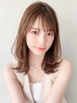 キリ 表参道(kyli) 大人かわいい小顔 オリーブカラー ハイライトカラー薄めバング